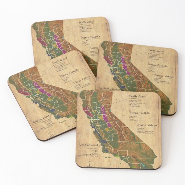 Item preview, Vintage California Wine Region Map designed and sold by ArtisticGoldCC.