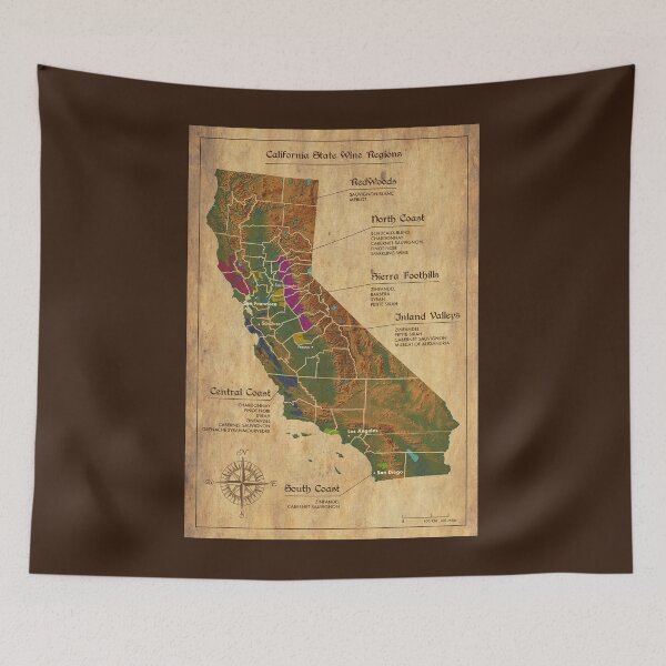 Item preview, Vintage California Wine Region Map designed and sold by ArtisticGoldCC.