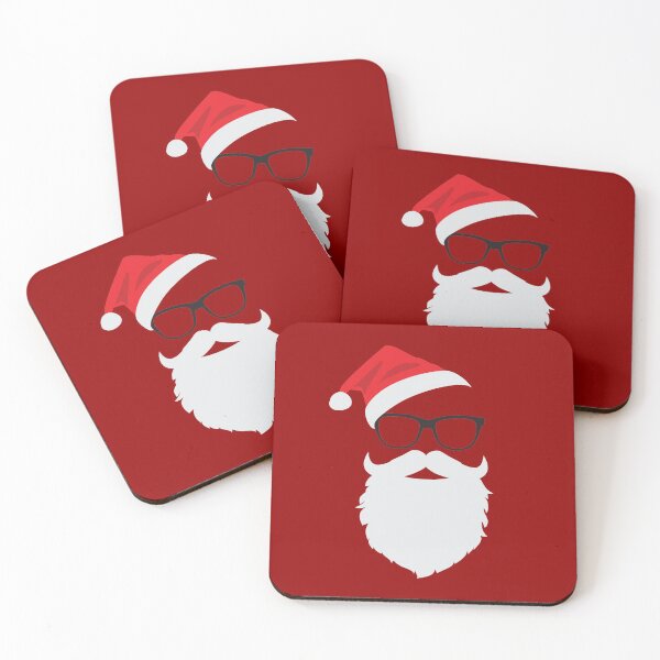 Item preview, Hipster Santa Face with Hat beard & Glasses Christmas Graphic designed and sold by tronictees.
