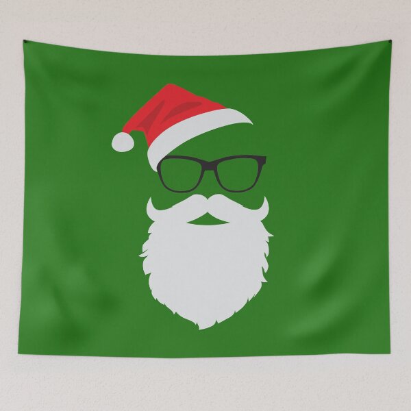 Item preview, Hipster Santa Face with Hat beard & Glasses Christmas Graphic designed and sold by tronictees.