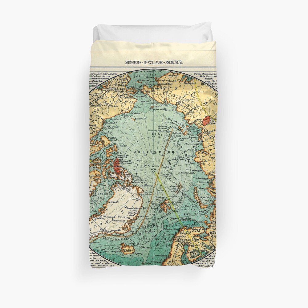 Map of the Arctic Ocean (1906) Duvet Cover