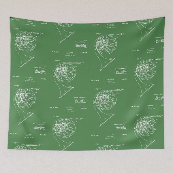 Item preview, French Horn 1949 Patent - White  designed and sold by InkedArtPrints.