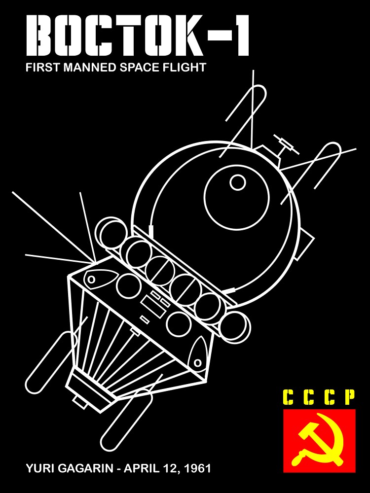 1961 - Yuri Gagarin - First Man In Space T-Shirt Lineart 1961 - Yuri Gagarin - First Man In Space T-Shirt Lineart