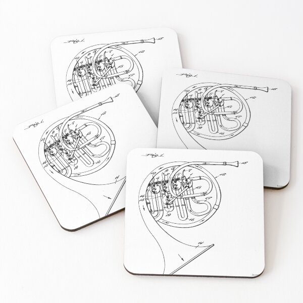 Item preview, French Horn 1949 Patent - Black designed and sold by InkedArtPrints.
