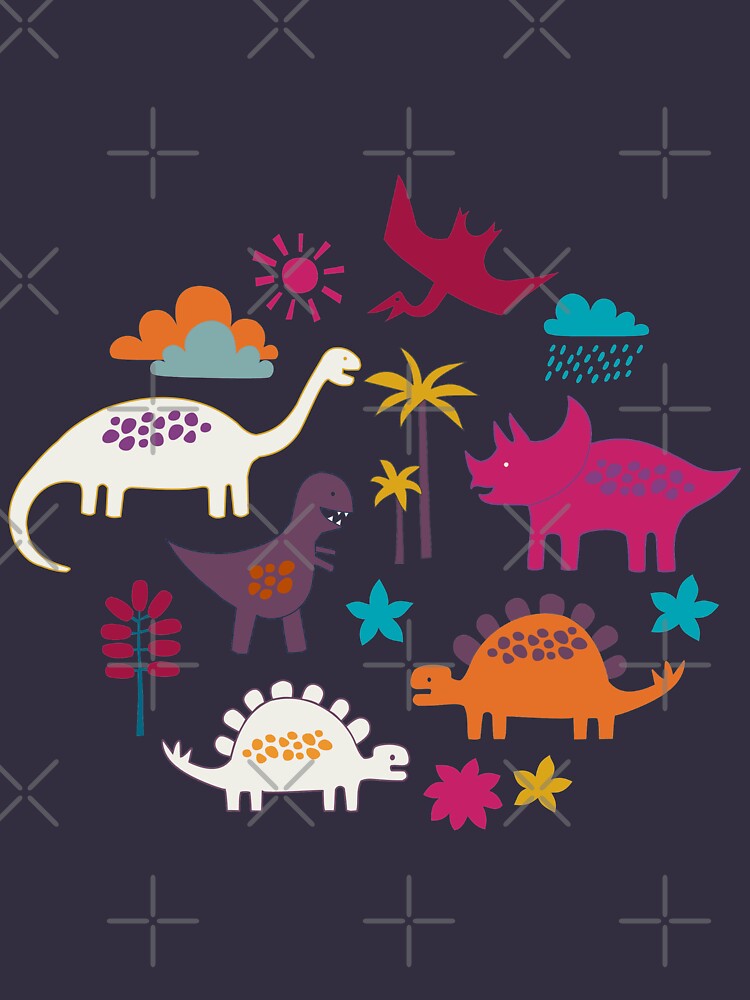 Dinosaur Land - Sunshine Brights - cute Dino pattern by Cecca Designs by Cecca-Designs