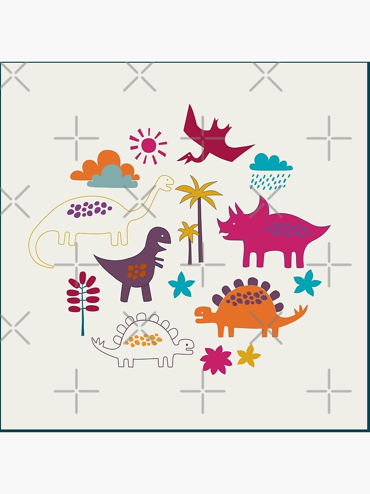 Dinosaur Land - Sunshine Brights - cute Dino pattern by Cecca Designs by Cecca-Designs