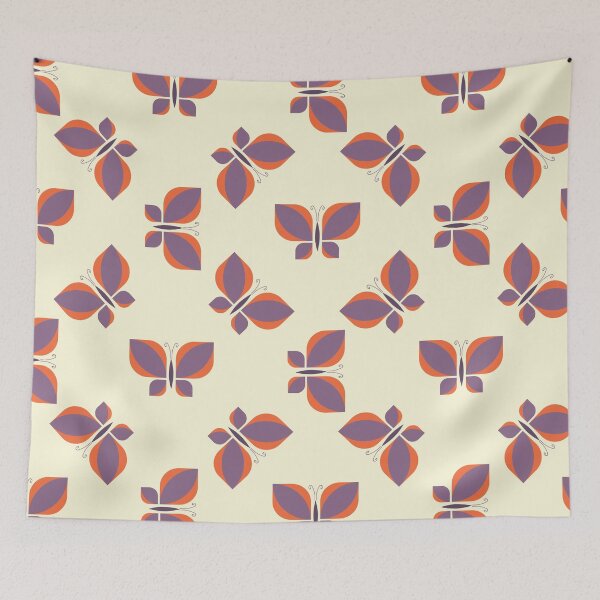Item preview, Geometric purple retro orange butterfly vector pattern design.  designed and sold by Limolida.