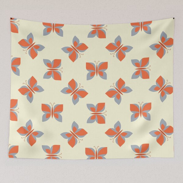 Item preview, Geometric retro orange butterfly vector pattern design. designed and sold by Limolida.