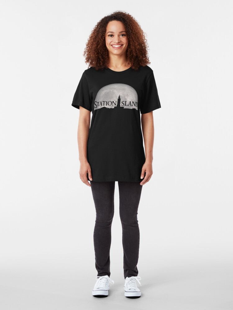 Alternate view of Station Island - Moon Design Slim Fit T-Shirt