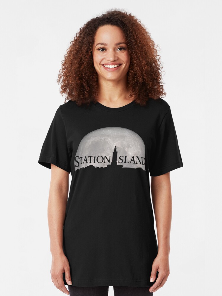 Alternate view of Station Island - Moon Design Slim Fit T-Shirt