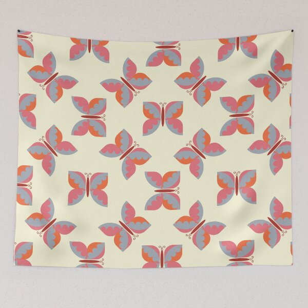 Item preview, Geometric retro blue butterfly vector pattern design. designed and sold by Limolida.