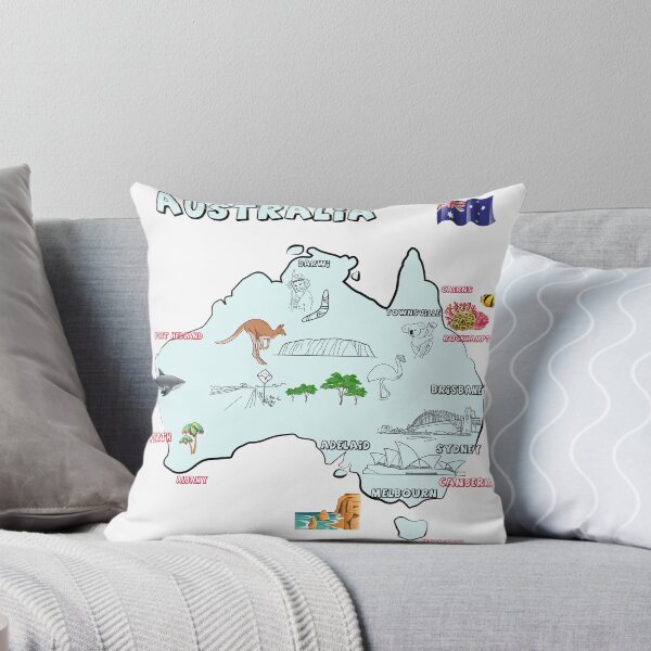 Item preview, map of Australia with major cities, flag, and landmarks designed and sold by mashmosh.