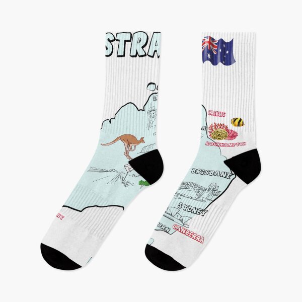 Item preview, map of Australia with major cities, flag, and landmarks designed and sold by mashmosh.