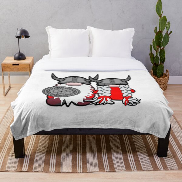 Cute Nordic Gnomes Viking Tomte Couple Scandinavian Nisse Throw Blanket
