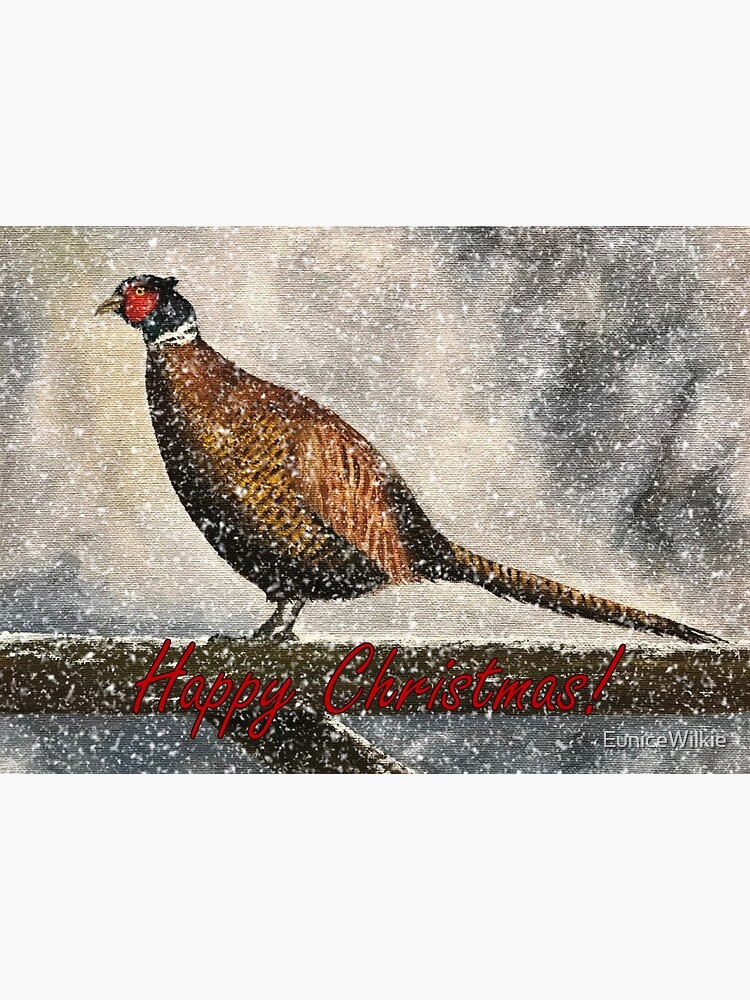 Thumbnail 2 of 2, Greeting Card, Pheasant in Falling Snow - Christmas Card designed and sold by EuniceWilkie.
