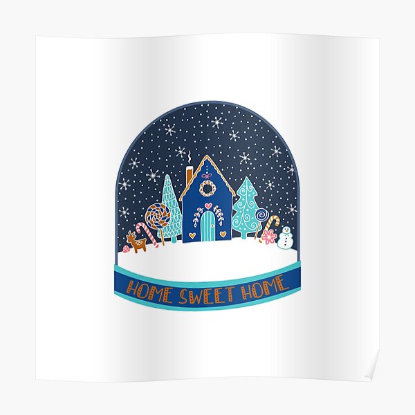 Gingerbread Houses in the snow in the night time - cute Christmas pattern by Cecca Designs Poster