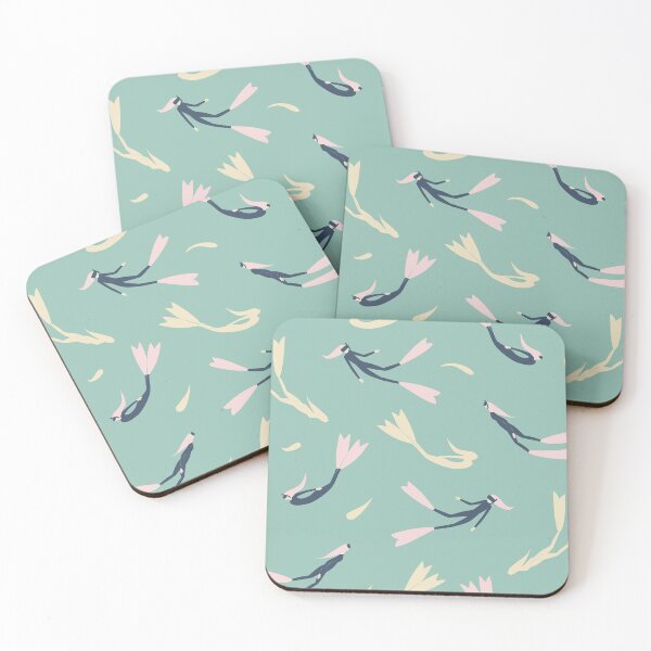 Item preview, Freediving Diver Girl Underwater Swimming Pattern designed and sold by rocketandindigo.