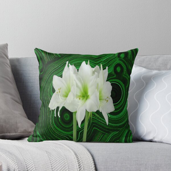 Item preview, WHITE-GREEN AMARYLLIS FLOWERS BLACK-GREEN NATURE ART designed and sold by sharlesart.
