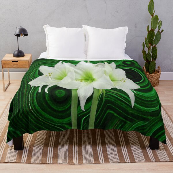 Item preview, WHITE-GREEN AMARYLLIS FLOWERS BLACK-GREEN NATURE ART designed and sold by sharlesart.