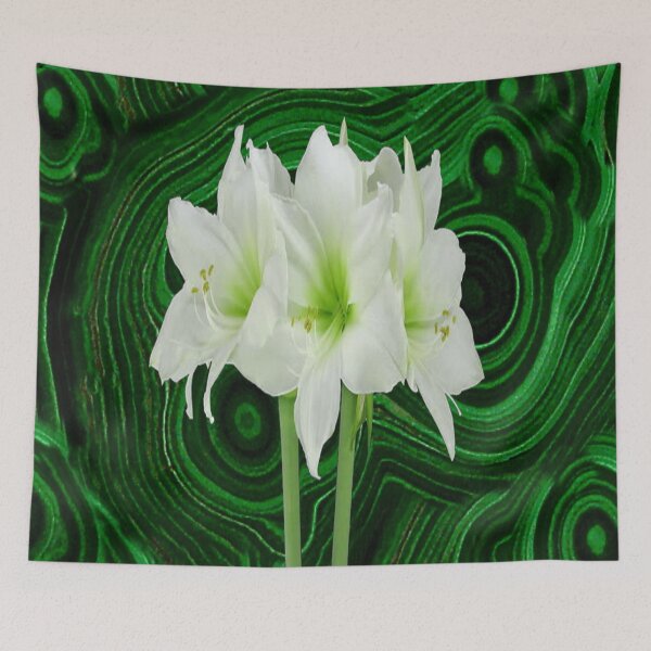 Item preview, WHITE-GREEN AMARYLLIS FLOWERS BLACK-GREEN NATURE ART designed and sold by sharlesart.