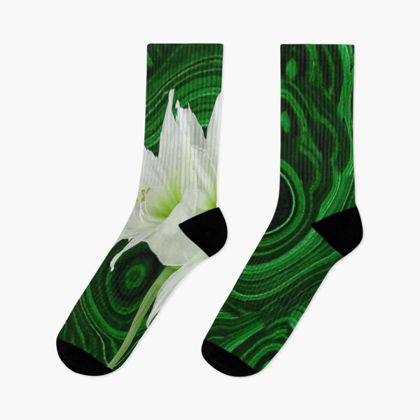 Item preview, WHITE-GREEN AMARYLLIS FLOWERS BLACK-GREEN NATURE ART designed and sold by sharlesart.