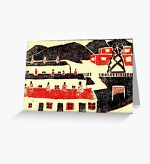 01 - COLLIERY SCENE - DAVE EDWARDS - LINO PRINT - 1965 Greeting Card