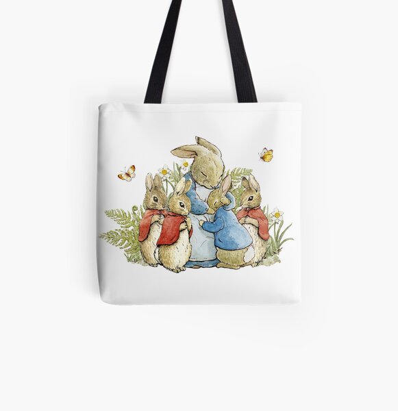 Peter Rabbit With His Family - Beatrix Potter All Over Print Tote Bag