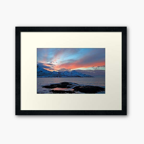 Winter sunset in the arctic Framed Art Print