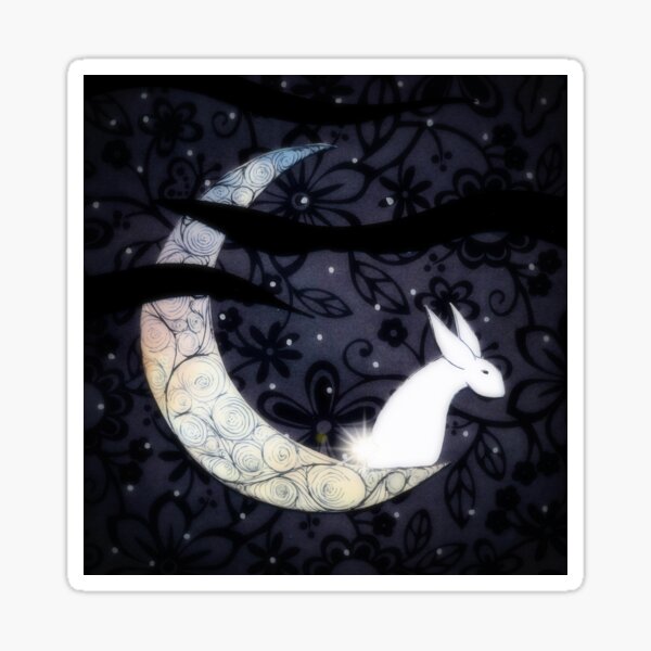 Bunny on Moon Sticker