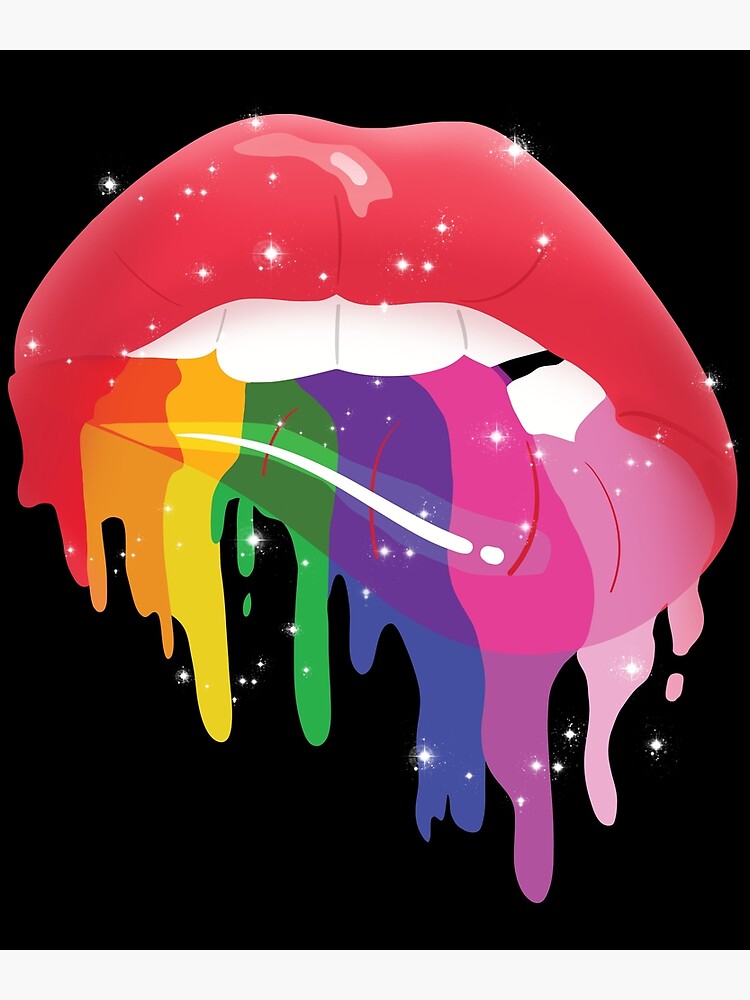 Lgbt Glossy Rainbow Gay Pride Dripping Lips Graphic Poster By Lisbob Redbubble