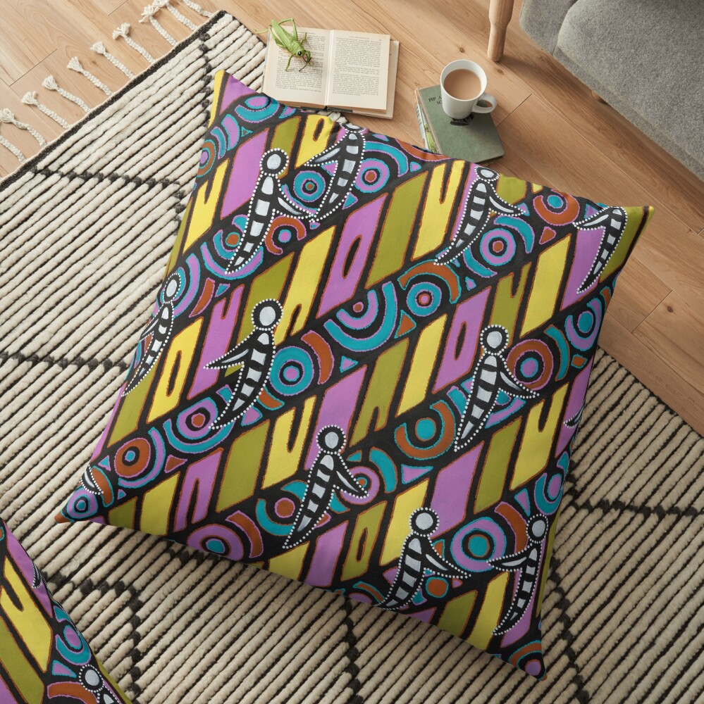 I am (White Cockatoo Dreaming) Floor Pillow