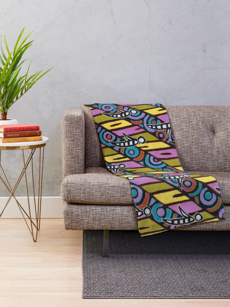 Alternate view of I am (White Cockatoo Dreaming) Throw Blanket