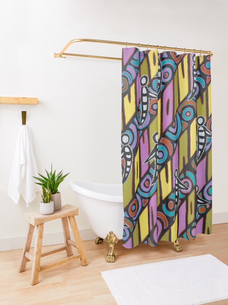 Alternate view of I am (White Cockatoo Dreaming) Shower Curtain