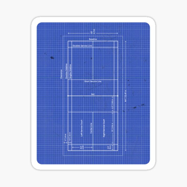 Badminton Court Blueprint Sticker