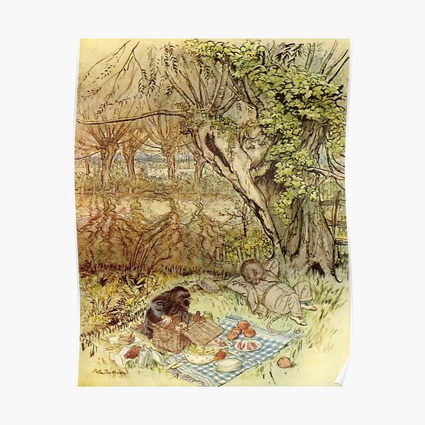 Rat and Mole Have a Picnic - The Wind in the Willows - Arthur Rackham Poster