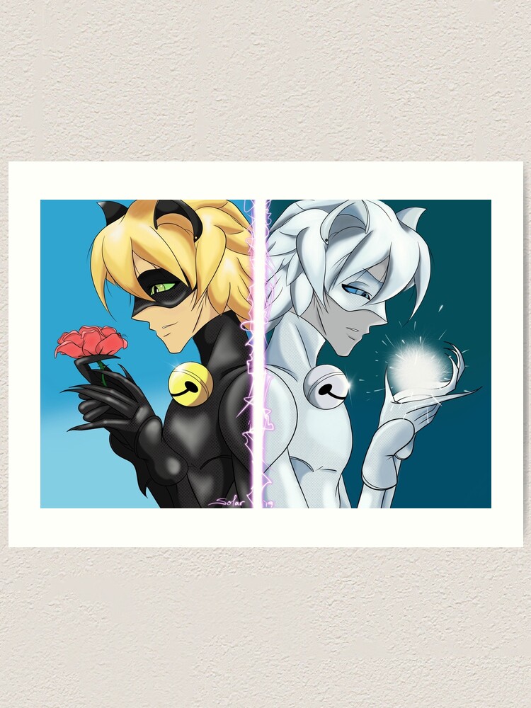 Chat Noir And Chat Blanc Art Print By Solarartdesigns Redbubble