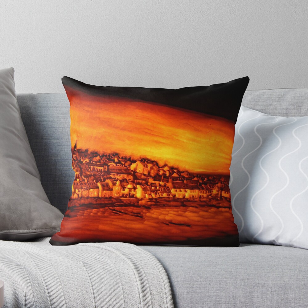 Pittenweem West Shore, Pumpkin Carving Throw Pillow