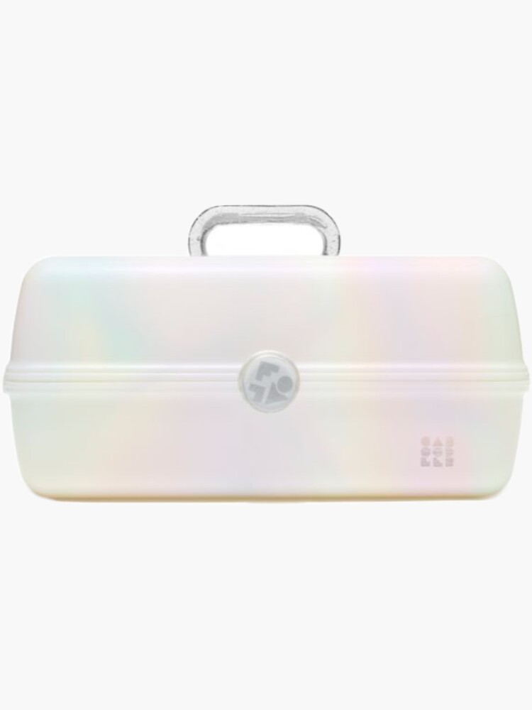 White rainbow holographic caboodles makeup case Sticker for Sale by Hloy