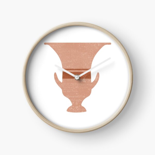Minimal Abstract Greek Vase 13 - Calyx Krater - Terracotta Series - Modern, Contemporary Print Clock