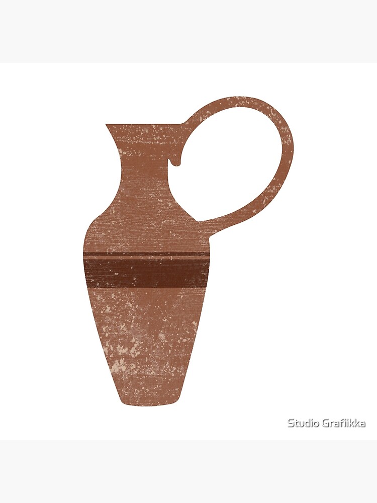 Minimal Abstract Greek Vase 14 - Lekythos - Terracotta Series - Modern, Contemporary Print - Brown by Shrijit
