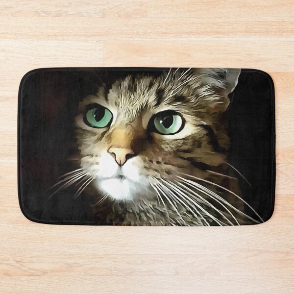 Item preview, Tabby Cat With Green Eyes Isolated On Black designed and sold by taiche.