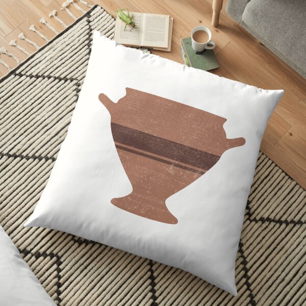 Minimal Abstract Greek Vase 15 - Bell Krater - Terracotta Series - Modern, Contemporary Print Floor Pillow