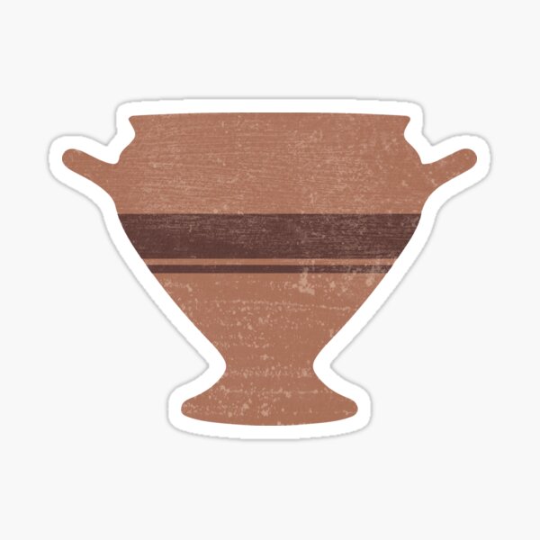 Minimal Abstract Greek Vase 15 - Bell Krater - Terracotta Series - Modern, Contemporary Print Sticker