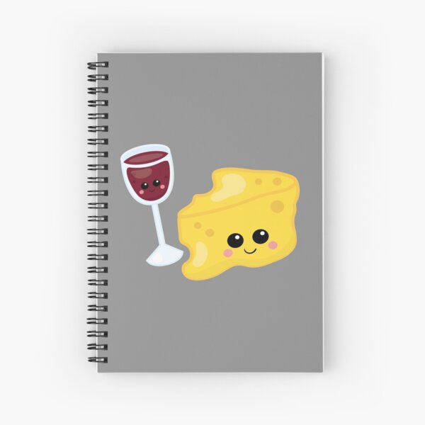 Kawaii Wine Kawaii Cheese Wine and Cheese Spiral Notebook