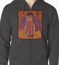 Tux (Solid background) Zipped Hoodie