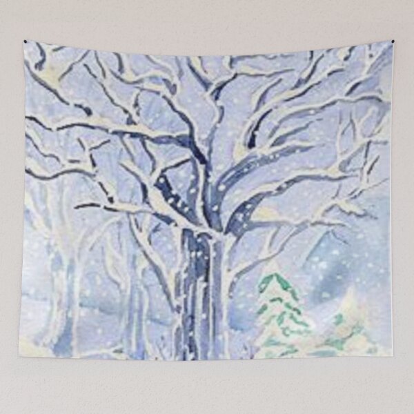 Artikelvorschau, Blaue schneebedeckte Bäume drucken auf Aufklebern. T-Shirts, Accessoires und Wohnkultur. entworfen und verkauft von lduke47.