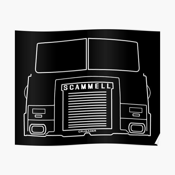 Scammell Crusader klassische LKW-Umrissgrafik (weiß) Poster
