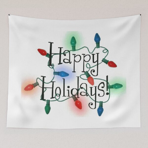 Item preview, Happy Holiday String Lights on Christmas decor, t-shirts and accessories.      designed and sold by lduke47.