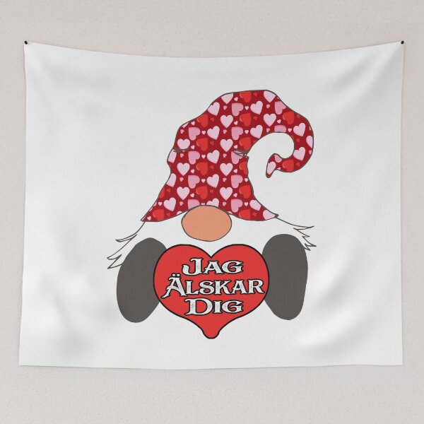 Item preview, Nordic Gnome I Love You Hearts Red Swedish Jag Alskar Dig designed and sold by funnytshirtemp.