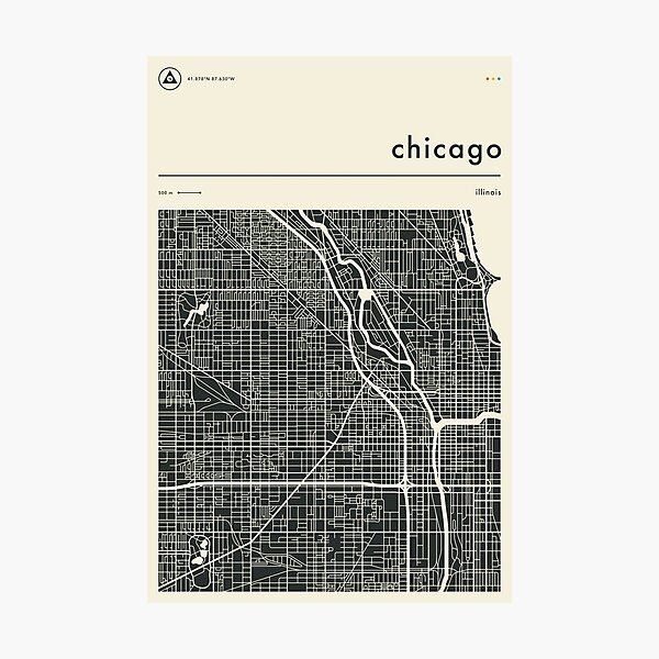 CHICAGO MAP Photographic Print